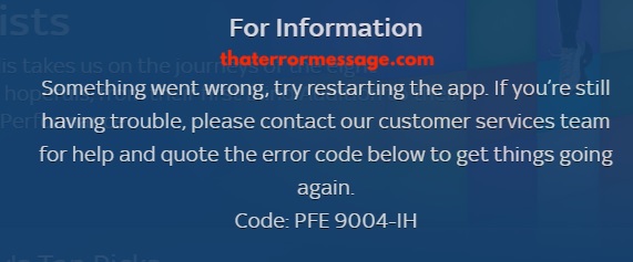 Error Code Pfe 9004 Ih Skytv