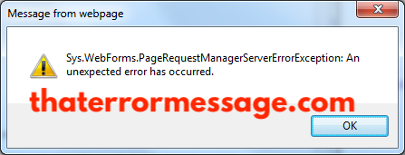 Sys Webforms Pagerequestmanagerserverereror Exception