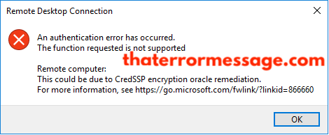 The Function Requested Is Not Supported Remote Desktop
