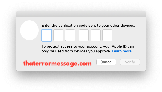 Enter The Verification Code Sent To Your Other Devices
