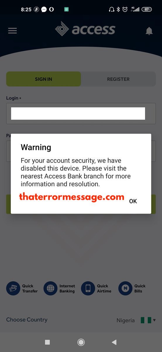We Have Disabled This Device My Access Bank