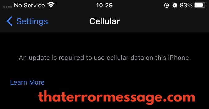 An Update Is Required To Use Cellular Data On This Iphone