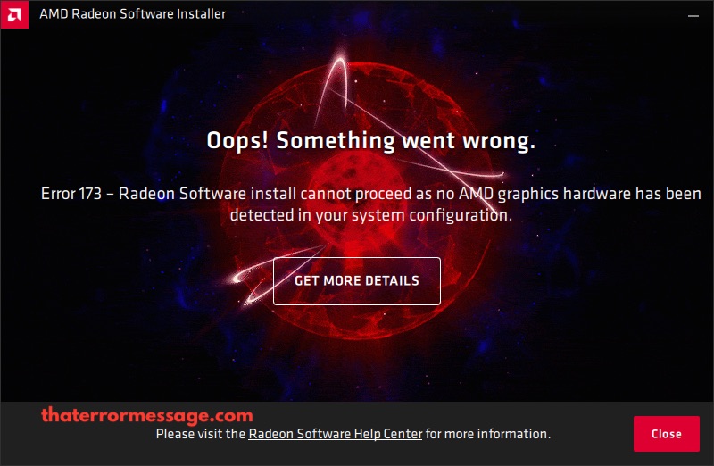 Error 173 Oops Radeon Something Went Wrong