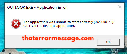 Outlook 0xc0000142