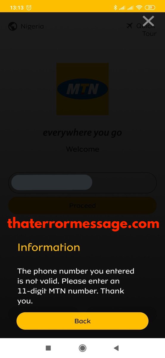 Phone Number You Entered Is Not Valid Mtn 11 Digit