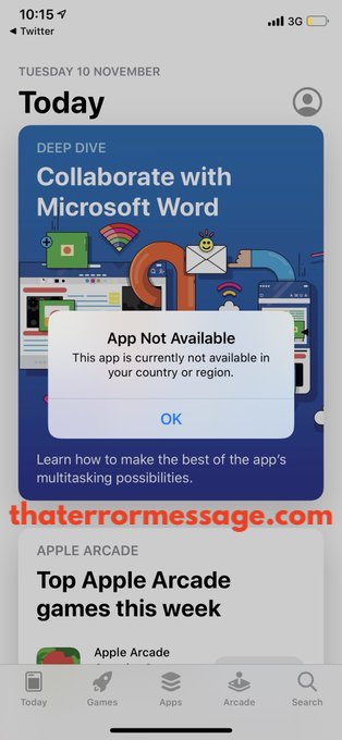 This App Is Currently Not Available In Your Country Or Region