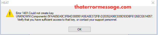Error 1401 Could Not Create Key
