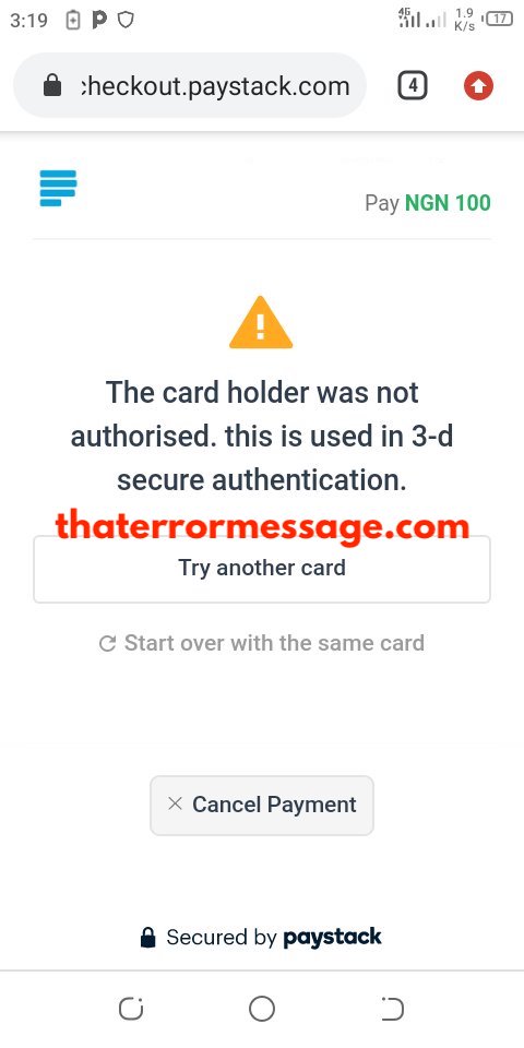 The Card Holder Was Not Authorized 3 D Access Bank