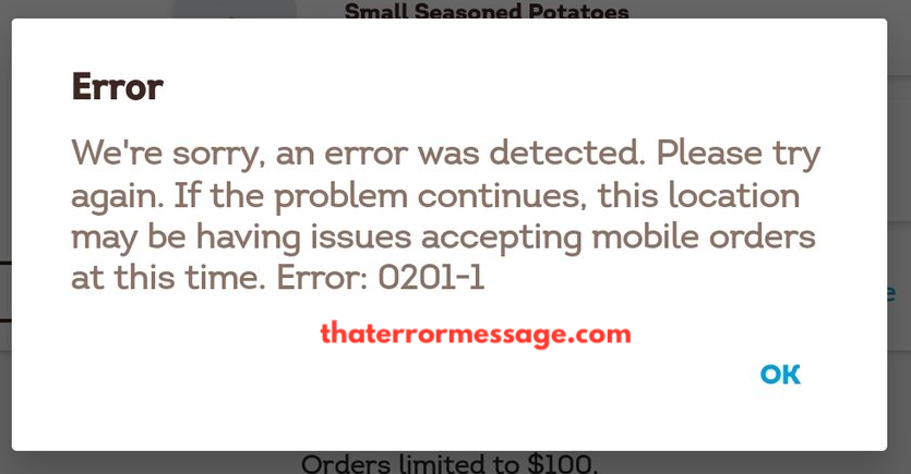 Wendys An Error Was Detected