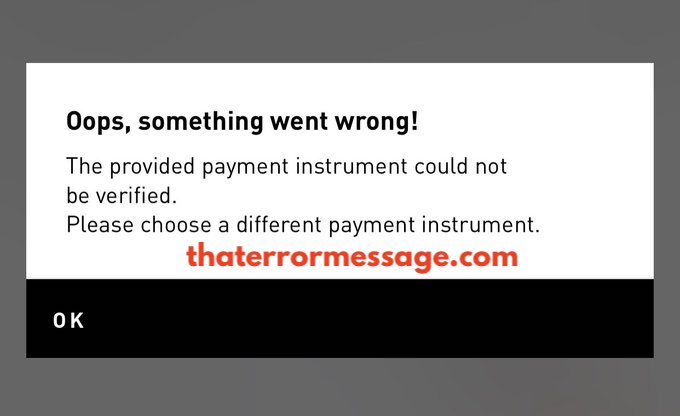 Provided Payment Instrument Could Not Be Verified Adidas