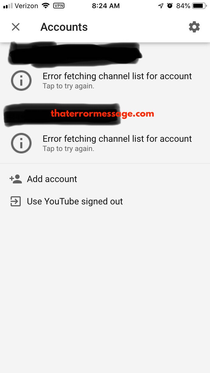 Error Fetching Channel List For Account Youtube