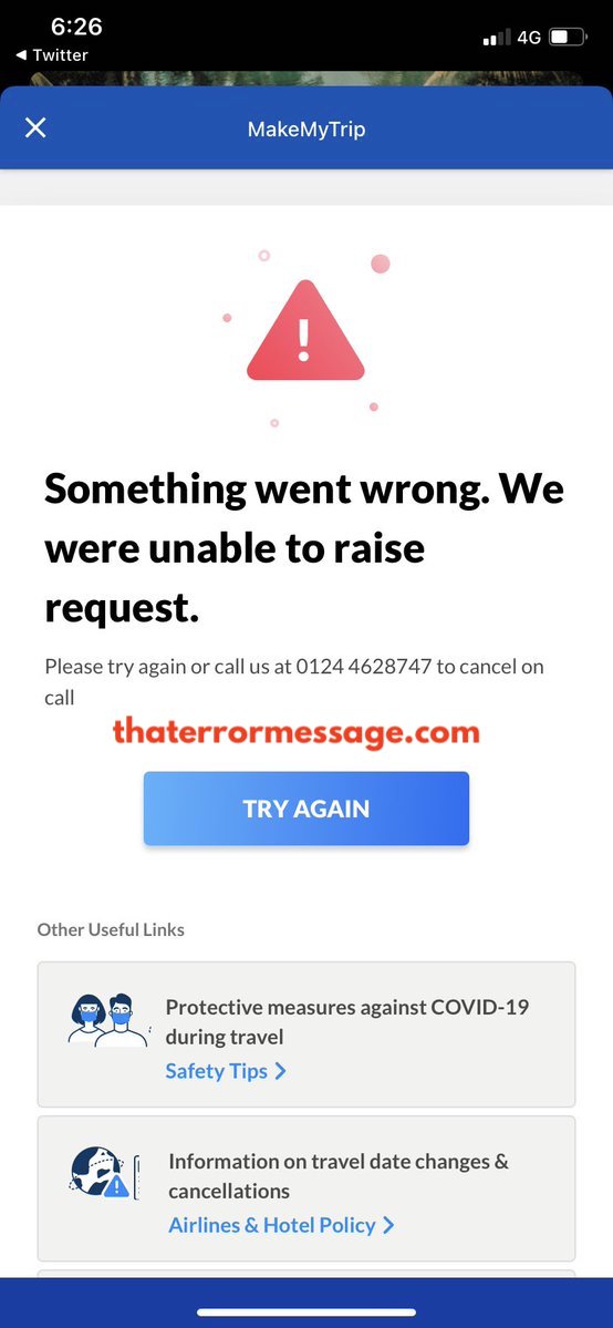 Something Went Wrong We Were Unable To Raise Request Make My Trip