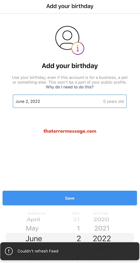 Add Your Birthday Couldnt Refresh Feed Instagram