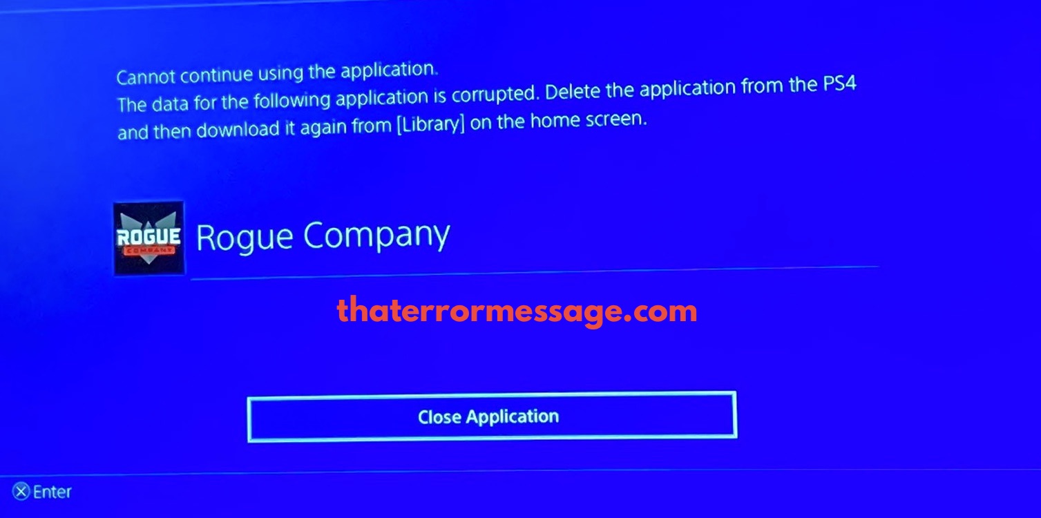 Cannot Continue Using The Application Playstation 4