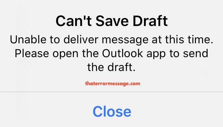 Outlook Cant Save Draft Unable To Deliver Message
