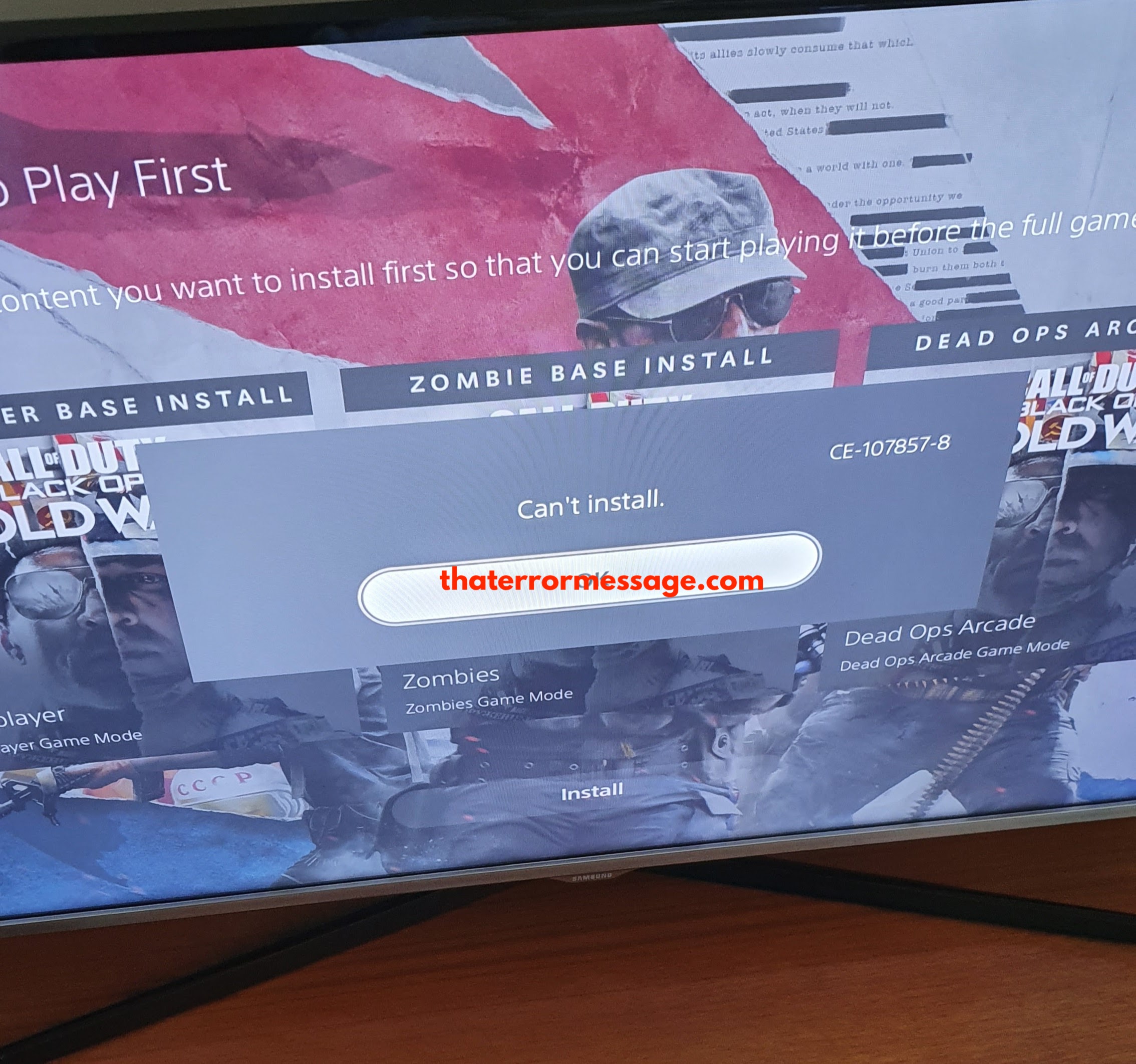 Call Of Duty Black Ops Cant Install Ce 107857 8 Error Ps5