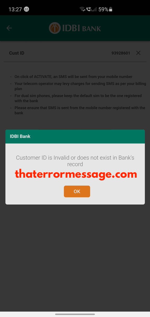 Customer Id Is Invalid Or Does Not Exist Idbi Bank