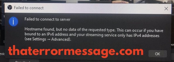 Failed To Connect To Server Obs