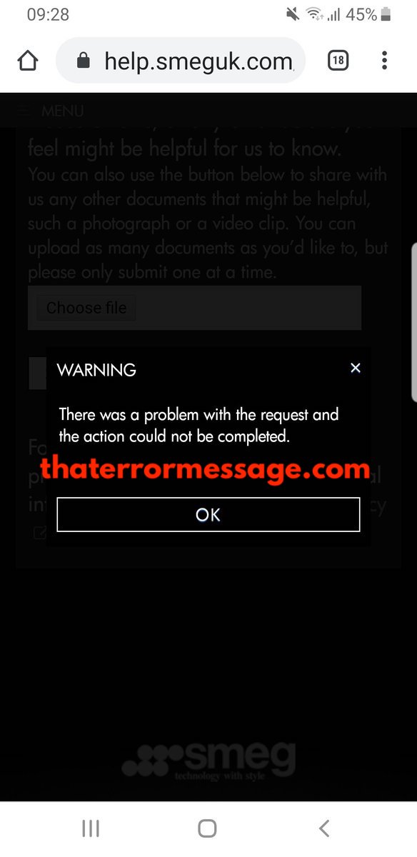 There Was A Problem With The Request The Action Could Not Be Completed Smeg Uk
