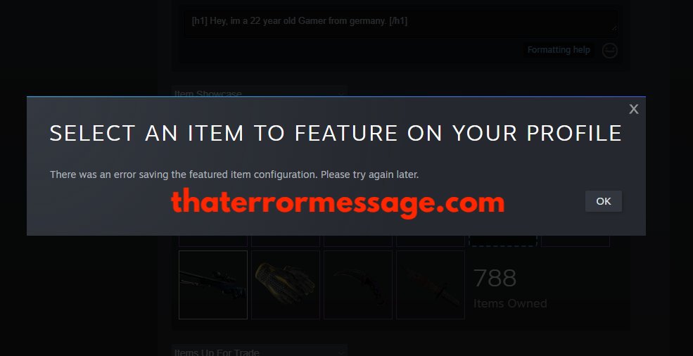 Error Saving The Featured Item Steam