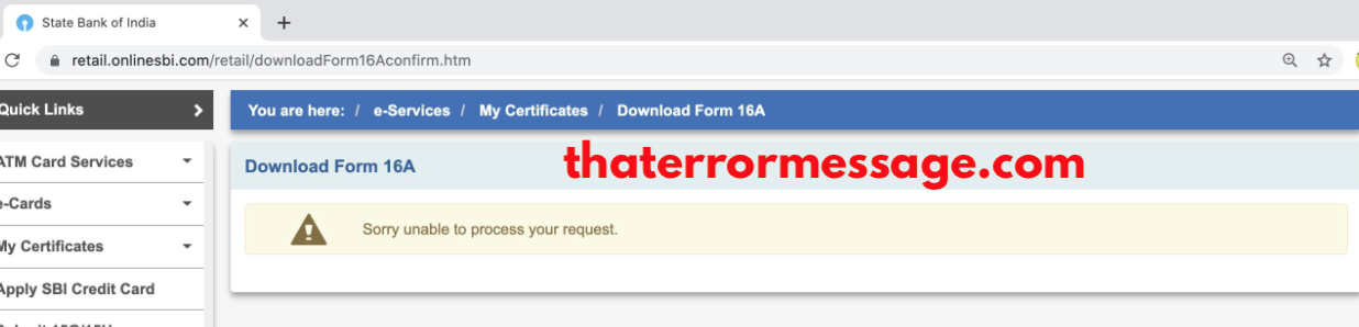 Sorry Unable To Process Your Request State Bank Of India