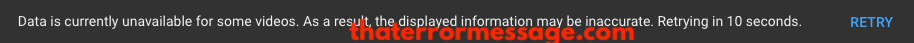 Youtube Data Currently Unavailable