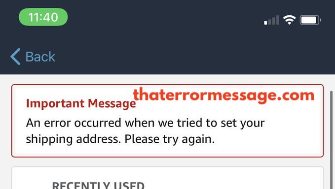 Error Occurred When We Tried To Set Your Shipping Address Amazon