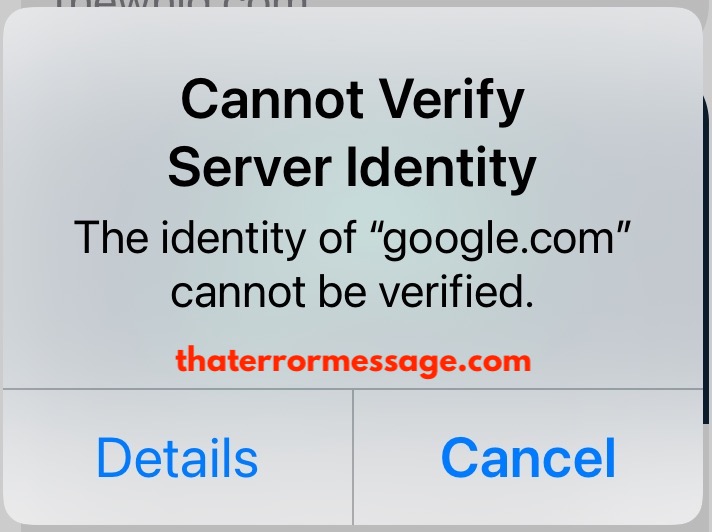 Cannot Verify Server Identity Google Iphone Ios