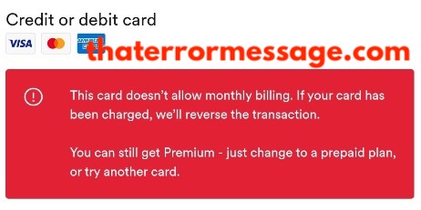 Card Doesnt Allow Monthly Billing Spotify