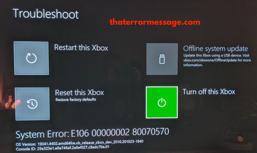 System Error E106 Call Of Duty Xbox
