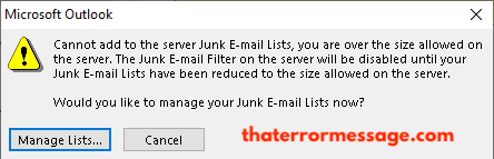 Cannot Add To The Server Junk Email Lists Outlook