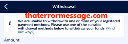 Unable To Withdraw To One Or More Registered Payment Methods William Hill