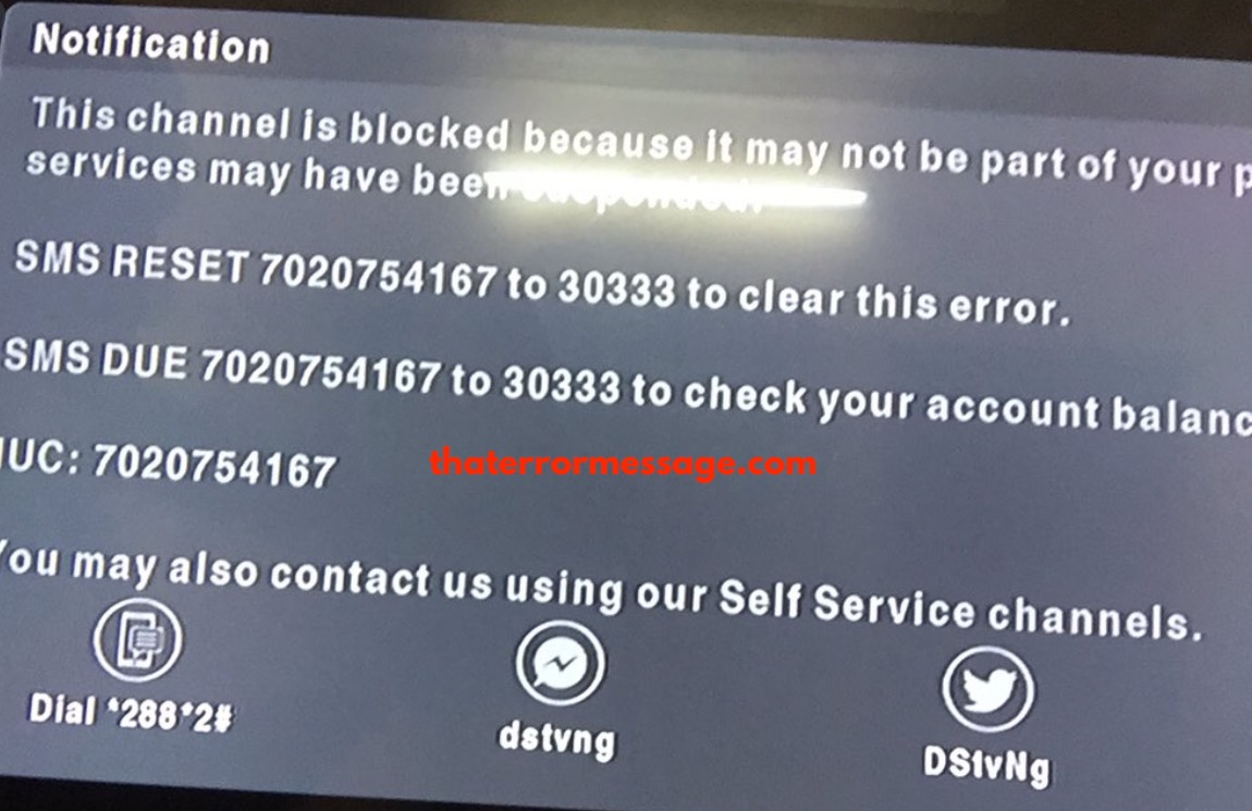 Channel Is Blocked Because It May Not Be Part Of Your Dstv