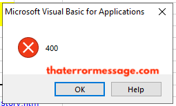 Microsoft Visual Basic For Applications 400 Error