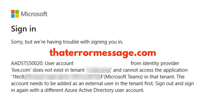 Trouble Signing You In Microsoft Aadsts50020