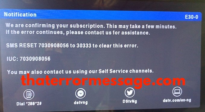 Confirming Your Subscription E30 0 Dstv