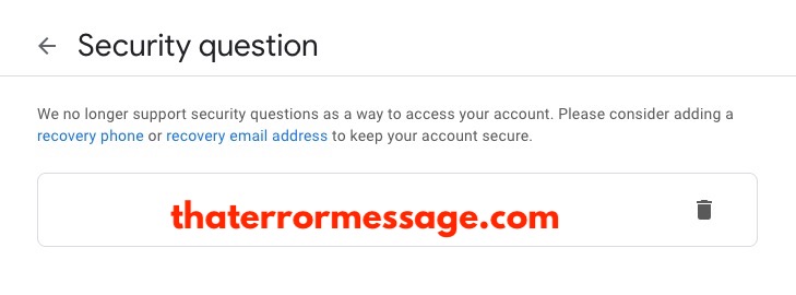 Google We No Longer Support Security Questions