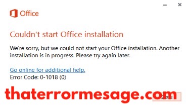 Cant Start Office Installation Error Code 0 1018 0