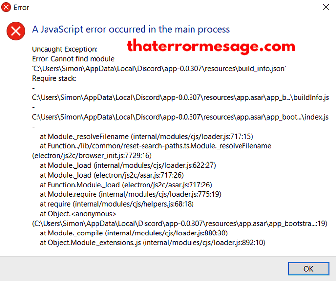 Javascript Error Build Info Json Discord
