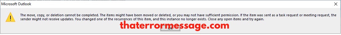 Outlook Move Copy Cannot Be Completed Permissions