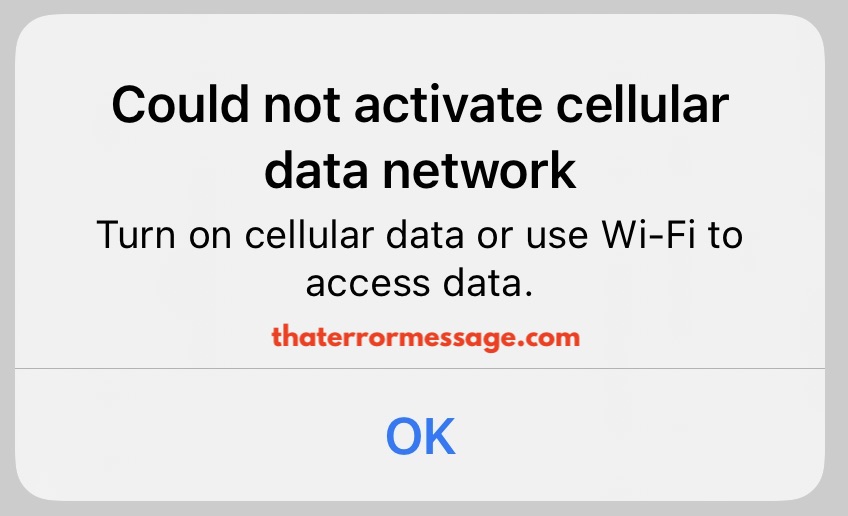 Could Not Activate Cellular Data Network