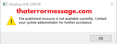 The Published Resource Is Not Available Currently