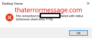 Connection To Failed With Status Unknown Client Error 1110