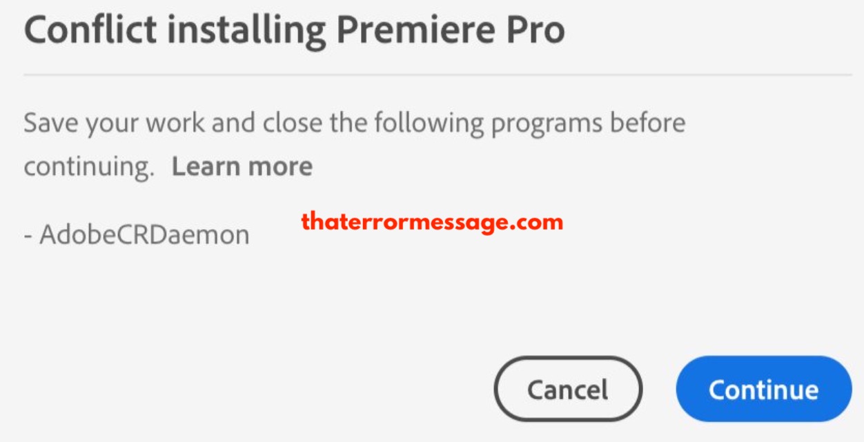 Conflict Installing Premiere Pro