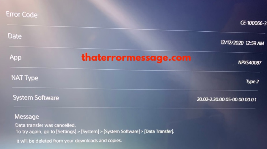Data Transfer Was Cancelled Ce 100066 3