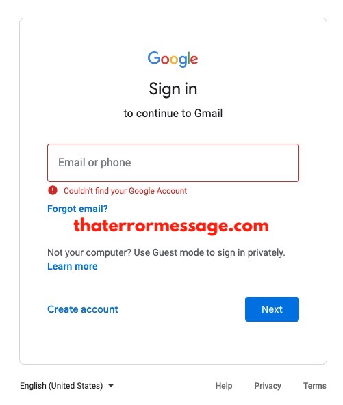 Couldnt Find Your Google Account