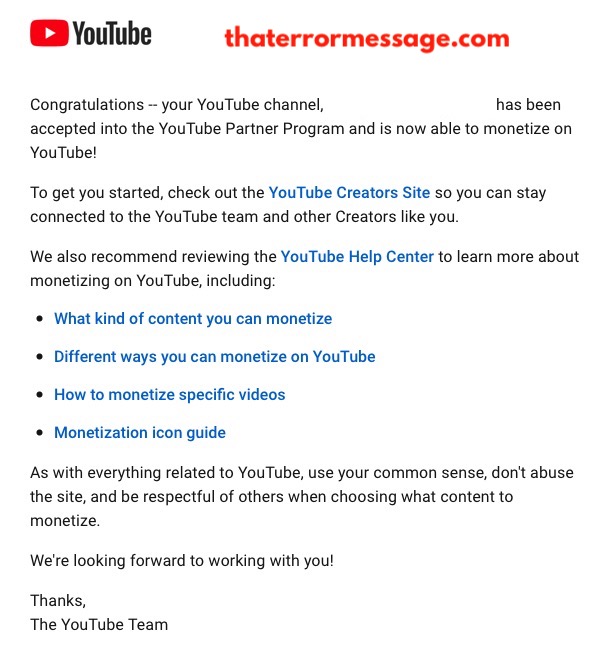 Approved To Join The Youtube Partner Program Adsense Email