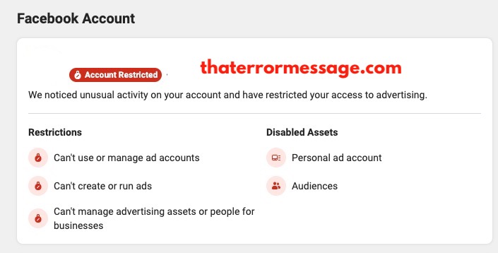 We Noticied Unusual Activity On Your Account And Have Restricted Your Access Facebook