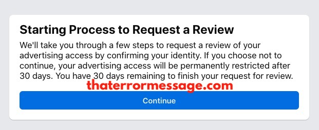 Starting Process To Request A Review Facebook