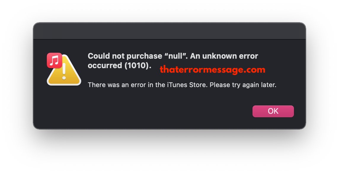 Could Not Purchase Null Unknown Error 1010 Itunes Store